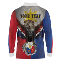 Custom Philippines World Champion Boxing Long Sleeve Polo Shirt Eagle-Grunge Design - Wonder Print Shop