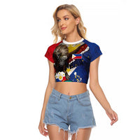 Custom Philippines World Champion Boxing Raglan Cropped T Shirt Eagle-Grunge Design - Wonder Print Shop