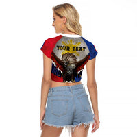 Custom Philippines World Champion Boxing Raglan Cropped T Shirt Eagle-Grunge Design - Wonder Print Shop