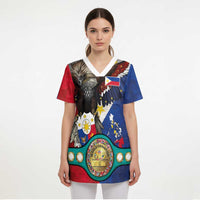 Custom Philippines World Champion Boxing Scrub Top Eagle-Grunge Design - Wonder Print Shop