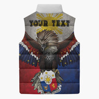 Custom Philippines World Champion Boxing Sleeveless Puffer Jacket Eagle-Grunge Design - Wonder Print Shop