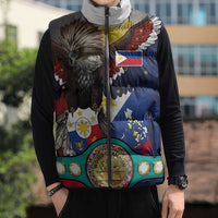 Custom Philippines World Champion Boxing Sleeveless Puffer Jacket Eagle-Grunge Design - Wonder Print Shop