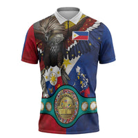 Custom Philippines World Champion Boxing Zipper Polo Shirt Eagle-Grunge Design - Wonder Print Shop