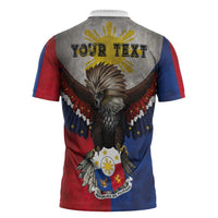 Custom Philippines World Champion Boxing Zipper Polo Shirt Eagle-Grunge Design - Wonder Print Shop
