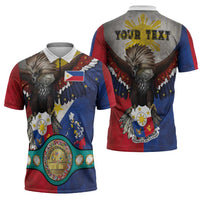 Custom Philippines World Champion Boxing Zipper Polo Shirt Eagle-Grunge Design - Wonder Print Shop