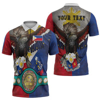 Custom Philippines World Champion Boxing Zipper Polo Shirt Eagle-Grunge Design - Wonder Print Shop