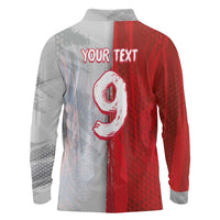 Custom Polish Football Long Sleeve Polo Shirt Eagle Wings Grunge Sporty Half Style - Wonder Print Shop