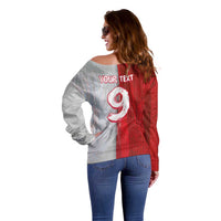 Custom Polish Football Off Shoulder Sweater Eagle Wings Grunge Sporty Half Style - Wonder Print Shop
