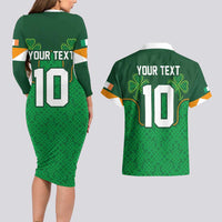 Custom Ireland Football Couples Matching Long Sleeve Bodycon Dress and Hawaiian Shirt The Boys in Green-Go Champions