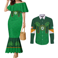 Custom Ireland Football Couples Matching Mermaid Dress and Long Sleeve Button Shirt The Boys in Green-Go Champions