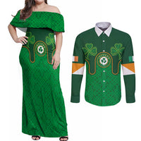 Custom Ireland Football Couples Matching Off Shoulder Maxi Dress and Long Sleeve Button Shirt The Boys in Green-Go Champions