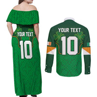 Custom Ireland Football Couples Matching Off Shoulder Maxi Dress and Long Sleeve Button Shirt The Boys in Green-Go Champions