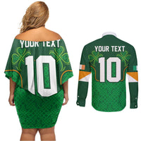Custom Ireland Football Couples Matching Off Shoulder Short Dress and Long Sleeve Button Shirt The Boys in Green-Go Champions