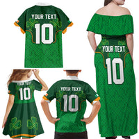 Custom Ireland Football Family Matching Off Shoulder Maxi Dress and Hawaiian Shirt The Boys in Green-Go Champions