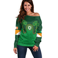 Custom Ireland Football Off Shoulder Sweater The Boys in Green-Go Champions