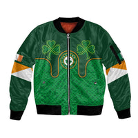 Custom Ireland Football Sleeve Zip Bomber Jacket The Boys in Green-Go Champions