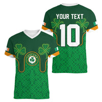 Custom Ireland Football Women V-Neck T-Shirt The Boys in Green-Go Champions