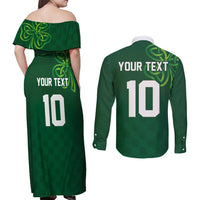Custom Ireland Rugby-Celtic Shamrocks Couples Matching Off Shoulder Maxi Dress and Long Sleeve Button Shirt