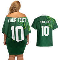 Custom Ireland Rugby-Celtic Shamrocks Couples Matching Off Shoulder Short Dress and Hawaiian Shirt