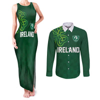 Custom Ireland Rugby-Celtic Shamrocks Couples Matching Tank Maxi Dress and Long Sleeve Button Shirt