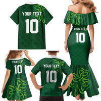 Custom Ireland Rugby-Celtic Shamrocks Family Matching Mermaid Dress and Hawaiian Shirt