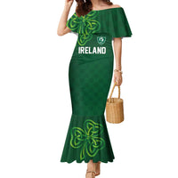 Custom Ireland Rugby-Celtic Shamrocks Family Matching Mermaid Dress and Hawaiian Shirt