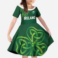 Custom Ireland Rugby-Celtic Shamrocks Family Matching Off Shoulder Maxi Dress and Hawaiian Shirt