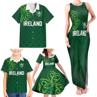 Custom Ireland Rugby-Celtic Shamrocks Family Matching Tank Maxi Dress and Hawaiian Shirt