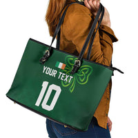 Custom Ireland Rugby-Celtic Shamrocks Leather Tote Bag