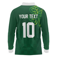 Custom Ireland Rugby-Celtic Shamrocks Long Sleeve Polo Shirt