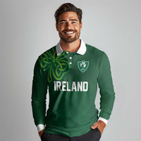 Custom Ireland Rugby-Celtic Shamrocks Long Sleeve Polo Shirt