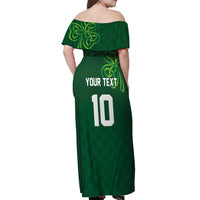 Custom Ireland Rugby-Celtic Shamrocks Off Shoulder Maxi Dress