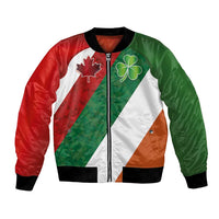 Custom Canada and Ireland Bomber Jacket Shamrocks and Maple Leaves