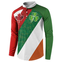 Custom Canada and Ireland Button Sweatshirt Shamrocks and Maple Leaves