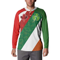 Custom Canada and Ireland Button Sweatshirt Shamrocks and Maple Leaves