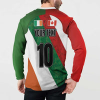 Custom Canada and Ireland Button Sweatshirt Shamrocks and Maple Leaves