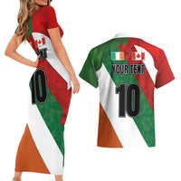 Custom Canada and Ireland Couples Matching Short Sleeve Bodycon Dress and Hawaiian Shirt Shamrocks and Maple Leaves