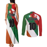 Custom Canada and Ireland Couples Matching Tank Maxi Dress and Long Sleeve Button Shirt Shamrocks and Maple Leaves