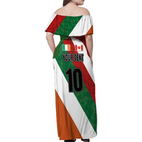 Custom Canada and Ireland Family Matching Off Shoulder Maxi Dress and Hawaiian Shirt Shamrocks and Maple Leaves