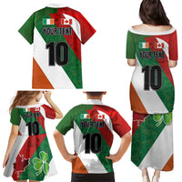 Custom Canada and Ireland Family Matching Puletasi and Hawaiian Shirt Shamrocks and Maple Leaves