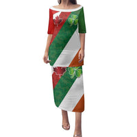 Custom Canada and Ireland Family Matching Puletasi and Hawaiian Shirt Shamrocks and Maple Leaves