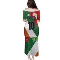 Custom Canada and Ireland Family Matching Puletasi and Hawaiian Shirt Shamrocks and Maple Leaves