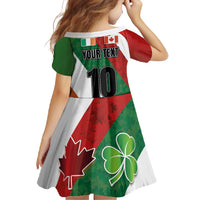 Custom Canada and Ireland Family Matching Short Sleeve Bodycon Dress and Hawaiian Shirt Shamrocks and Maple Leaves