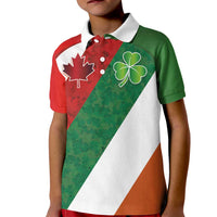 Custom Canada and Ireland Kid Polo Shirt Shamrocks and Maple Leaves