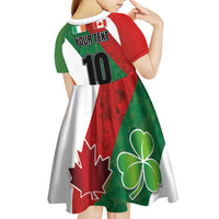 Custom Canada and Ireland Kid Short Sleeve Dress Shamrocks and Maple Leaves