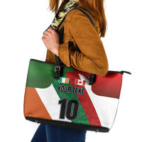 Custom Canada and Ireland Leather Tote Bag Shamrocks and Maple Leaves