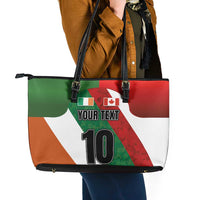 Custom Canada and Ireland Leather Tote Bag Shamrocks and Maple Leaves