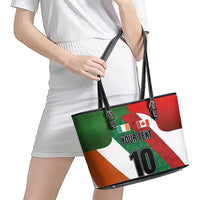 Custom Canada and Ireland Leather Tote Bag Shamrocks and Maple Leaves