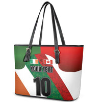 Custom Canada and Ireland Leather Tote Bag Shamrocks and Maple Leaves