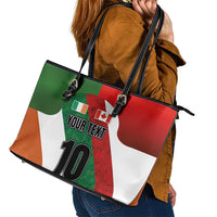 Custom Canada and Ireland Leather Tote Bag Shamrocks and Maple Leaves